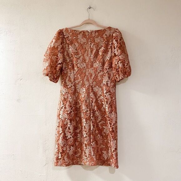 JS Collections Lia Puff Sleeve Midi Formal Dress in Pink Size 10 - Picture 3 of 9